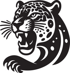Black and White Jaguar Vector Illustration – Minimalist Wild Cat Silhouette Art	