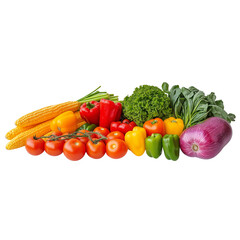 Colorful vegetables and fruits, transparent background,  