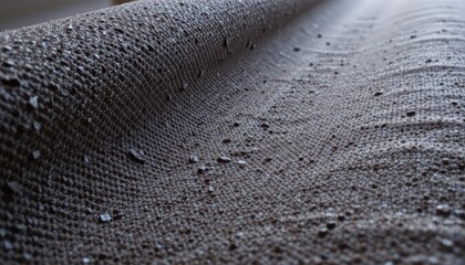 Closeup View of Textured Fabric Surface with Water Droplets and Shimmering Detail