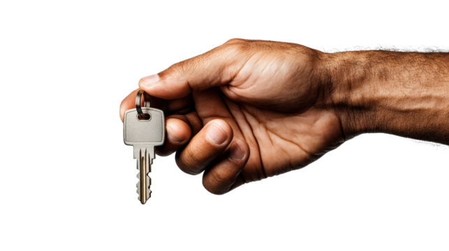 Key in Hand on Transparent Background