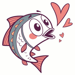 Fish face emoji with kissing lips