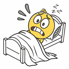 Restless sleep emoji tossing in bed
