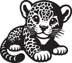 Black and White Jaguar Vector Illustration – Minimalist Wild Cat Silhouette Art	