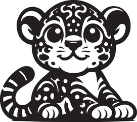 Black and White Jaguar Vector Illustration – Minimalist Wild Cat Silhouette Art	