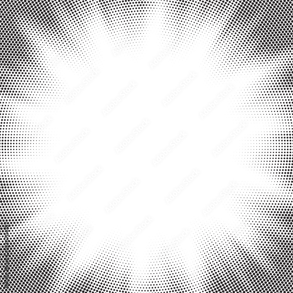 Aufkleber Halftone gradient sun rays pattern. Abstract halftone vector dots background. monochrome dots pattern. Vector background in comic book style with sunburst rays and halftone. Retro pop art design.