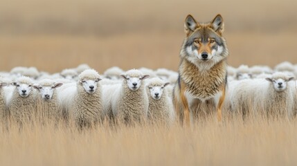Wolf amidst sheep