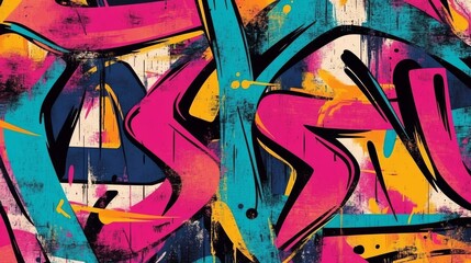 Abstract Graffiti Art Pink, Teal and Orange Splashes, Urban Art, Street Art