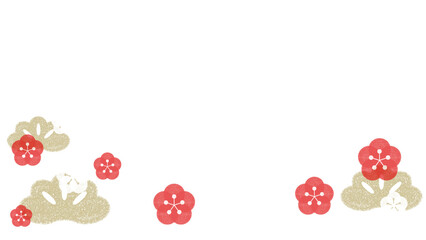 梅の花と松の和風フレーム