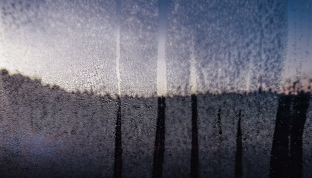  condensation on glass at dusk with vertical streaks and water droplets creating a textured pattern ideal for abstract web design, print background, or branding element
