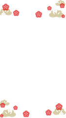 梅の花と松の和風フレーム