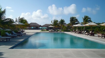 Obraz premium Tranquil poolside scene at a resort.
