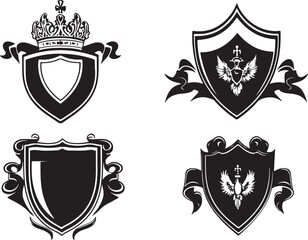 Luxury Crest Logos with Crown and Ribbons

