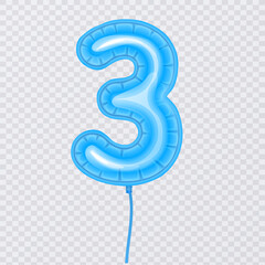 Blue Number 3 Balloon for a Birthday Celebration