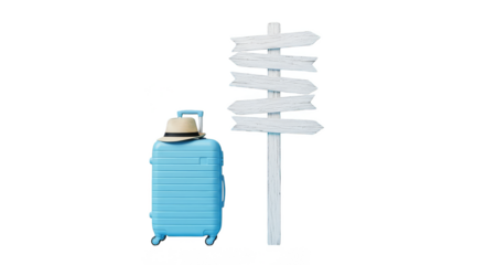 Blue suitcase awaits wanderlust direction