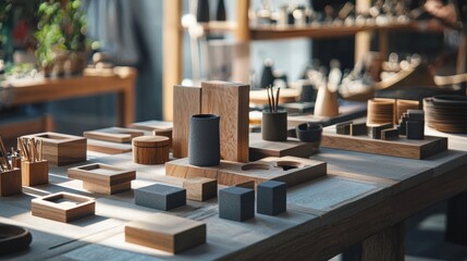 Wooden chess pieces and board on table in sunlight for strategy and classic board game concept