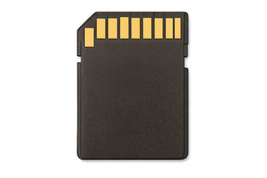 Black sd card isolated on transparent background, storing digital information with reliability and portability