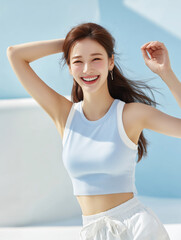 치어리더 여성과 즐거운 건강생활