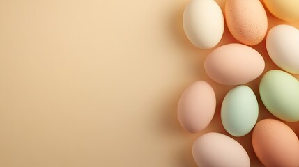 Colorful Decorative Eggs Arranged on a Soft Neutral Background