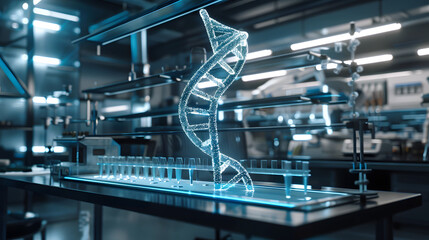 Double Helix Laboratory, A futuristic lab environment with a 3D illustration