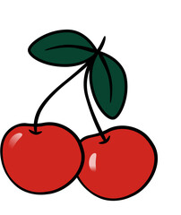 Simple Red Cherries Vector Graphic - Clean Design Illustration for POD, Social Media, and Stickers