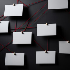 Investigation Board With Blank Notes Connected By Red Strings