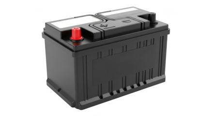 Gray car battery stands ready