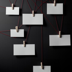 Investigation Board With Blank Notes Connected By Red Strings