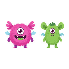 Funny cartoon monster vector with a smiling baby alien character