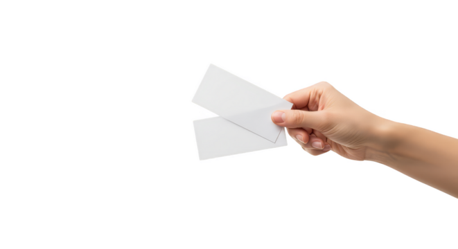Hand holding blank white business cards