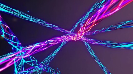 Glowing neon plexus tentacles expanding in a vibrant digital cyberspace, creating a dynamic and futuristic atmosphere filled with energy and colorful light patterns - Powered by Adobe