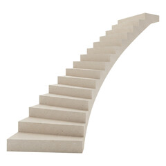 Naklejka premium The Path Upward: A Concept of Ambition and Future Direction with a Winding Staircase. Cut Out, Clipping Path on Transparent Background.