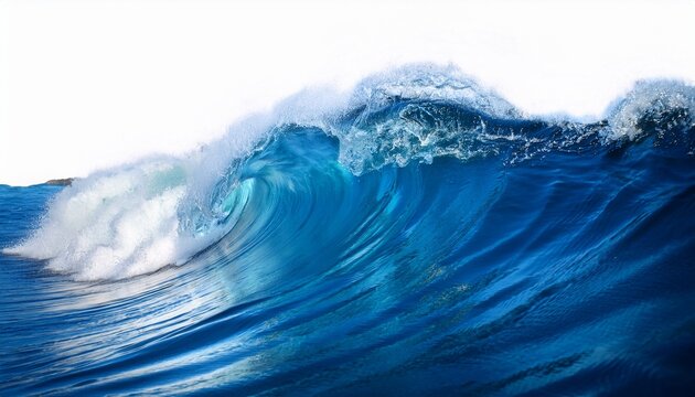 ocean blue wave with white foam isolated on white background photo for your design