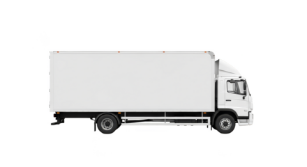 Pristine white box truck on black