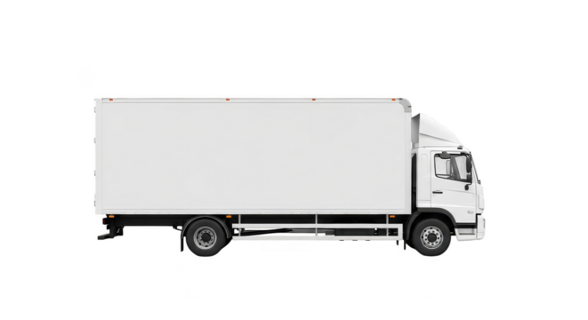 Pristine white box truck on black