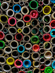 Abstract colorful background made by bamboo tube.  Thai Northern Traditional Style.