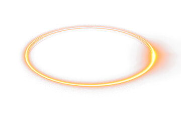 bright golden enegetic light ring glowing in circle shape isolated on white or transparent png