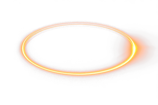 bright golden enegetic light ring glowing in circle shape isolated on white or transparent png