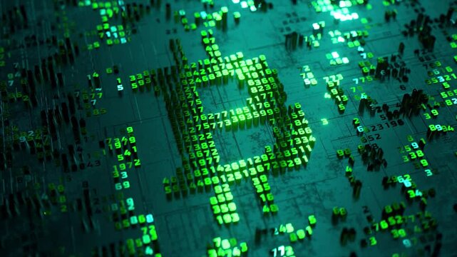 Green binary code background motion visual 