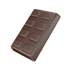 Chocolate bar isolated on transparent background, sweet cocoa dessert with square pieces, delicious candy snack illustration, confectionery product, PNG image