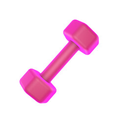 Pink dumbbell isolated on transparent background, fitness equipment for gym and workout training, sport exercise accessory illustration, PNG image