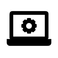 laptop with gear icon on white background  .svg