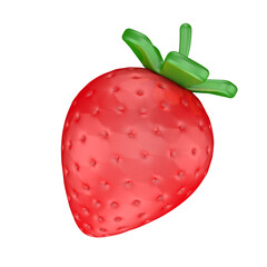 3D Strawberry isolated on transparent background.