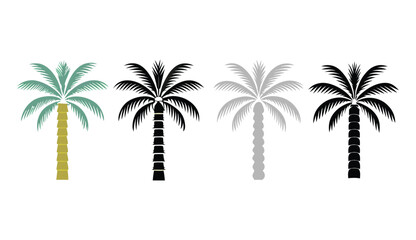 Obraz premium Colorful Palm Tree Vector Silhouette Set for Tropical Landscape and Creative Design Projects