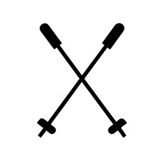 ski poles and skis icon on white background  .svg