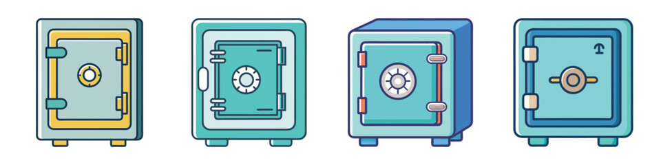 Safe Box Flat Style Vector Illustration