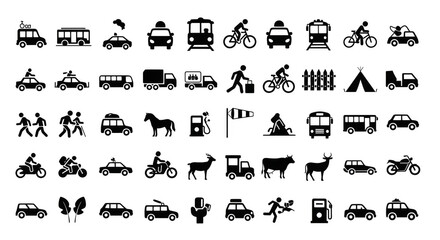 Fototapeta premium Shimmering icons depicting urban transport recreation