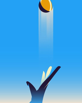 Vector illustration of a tennis serve toss