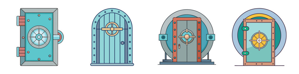 Vault Door Flat Style Vector Illustration