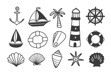 nautical icons set