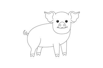 vector cartoon animal isolated on transparent background. black and white style